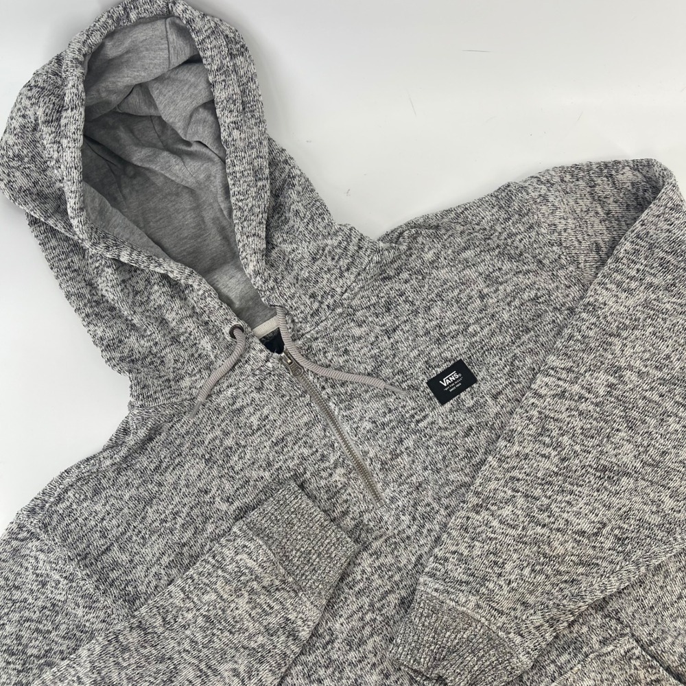 Vans Mens‎ Quarter Zip Hoodie Grey Marl Knit Sweater Pullover Small